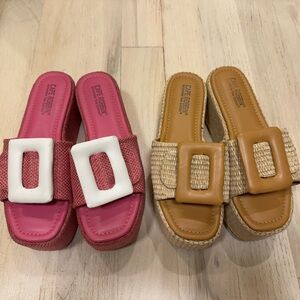 Cape Robbin Pink and Tan Platform Sandals